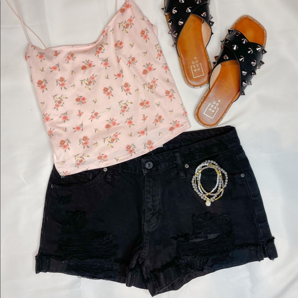 Black jean shorts